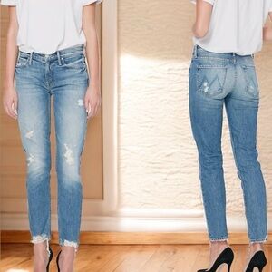 MOTHER The Flirt Fray Jeans in Cold Feet Wash